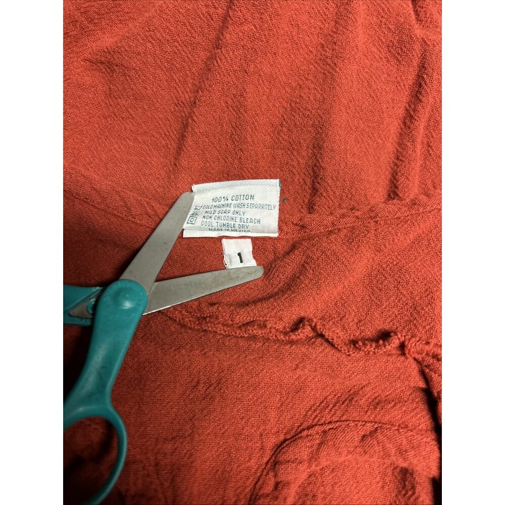Oh My Gauze 1 Lagenlook Cotton Open Front Top Cage Back Burnt Orange S/M - Picture 4 of 7
